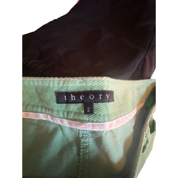 Theory mint green corduroy cropped trousers size 2 - Picture 3 of 4